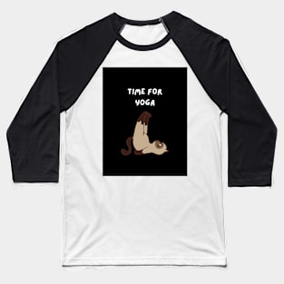 Time For Yoga Cat Design Black Baseball T-Shirt